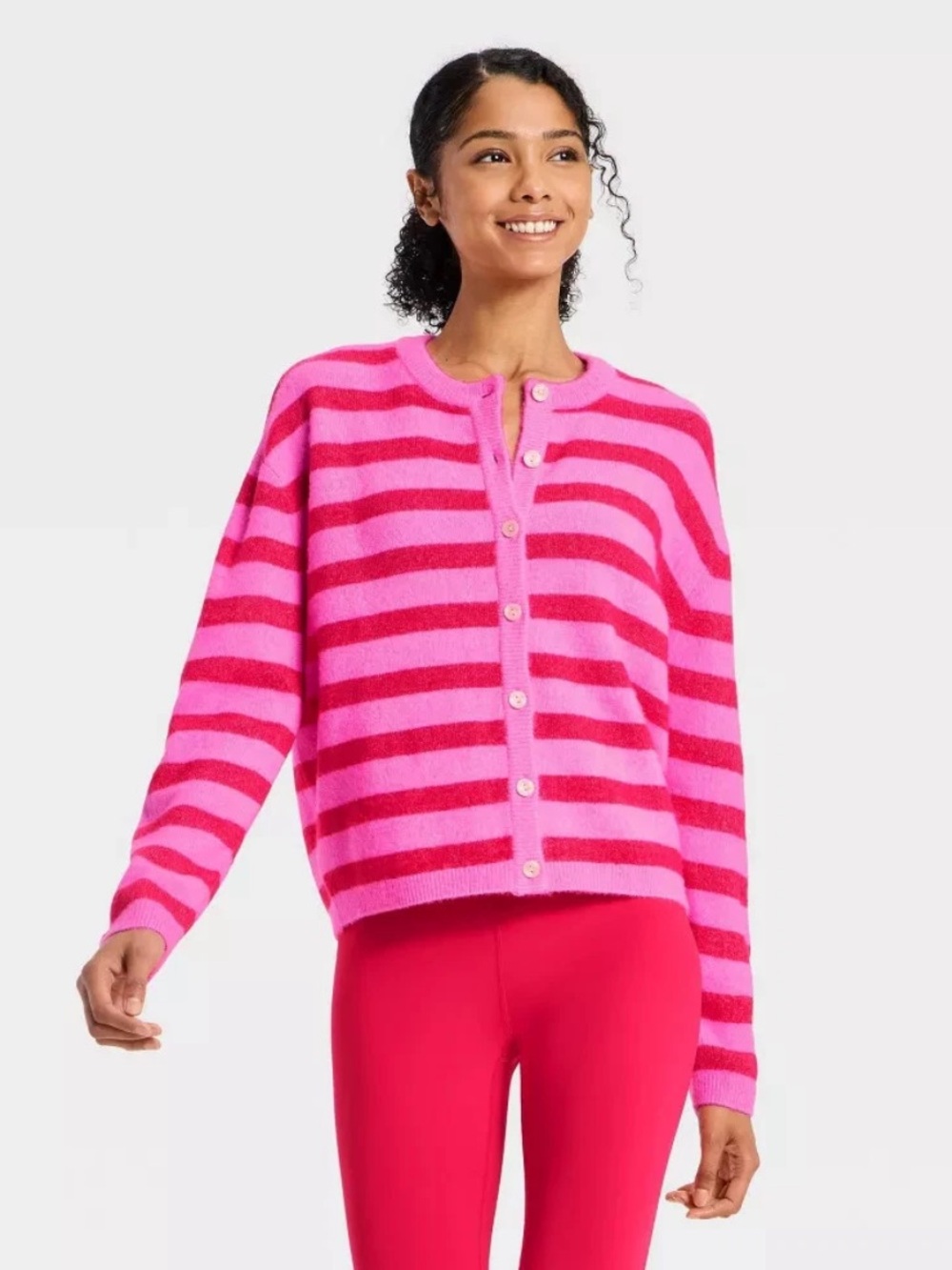 NWT JoyLab Pink Striped Cardigan